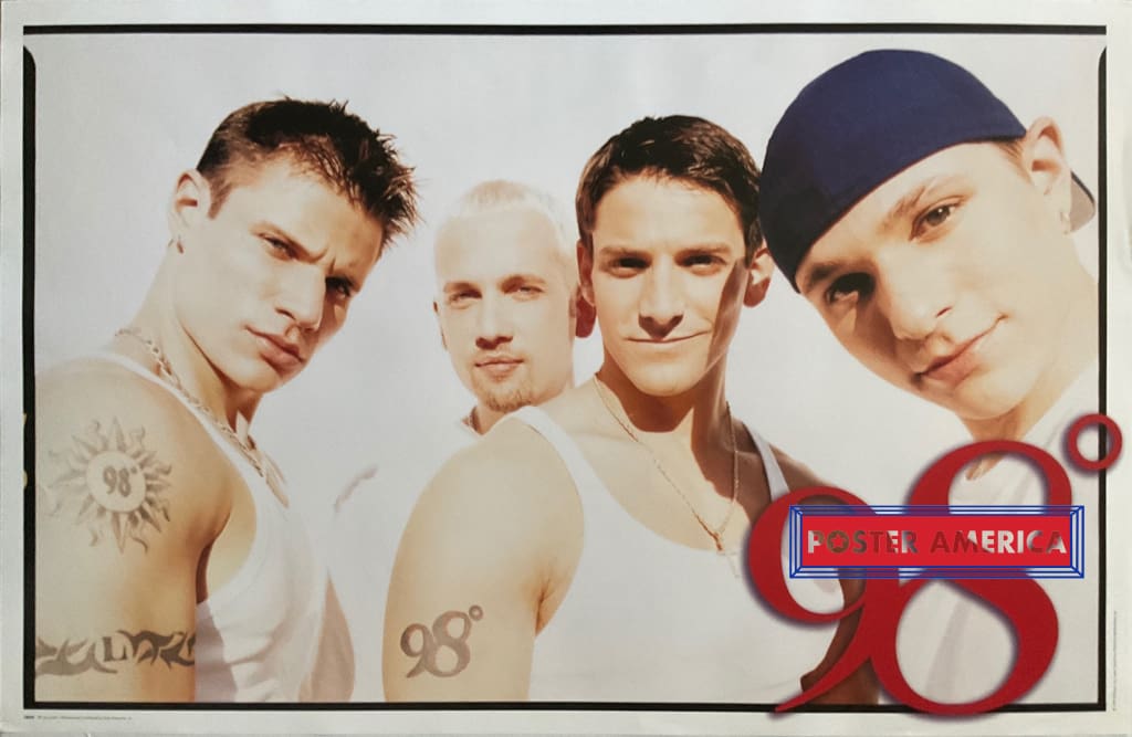 Member of 98 Degrees are shown, from left: Jeff Timmons, Drew Lachey,  Justin Jeffre and Nick La …