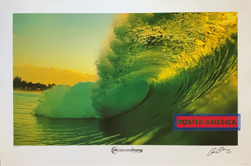 Load image into Gallery viewer, Aaron Chang Emerald Wave Hawaii Surf Poster With Autograph 24 X 36 Art Print
