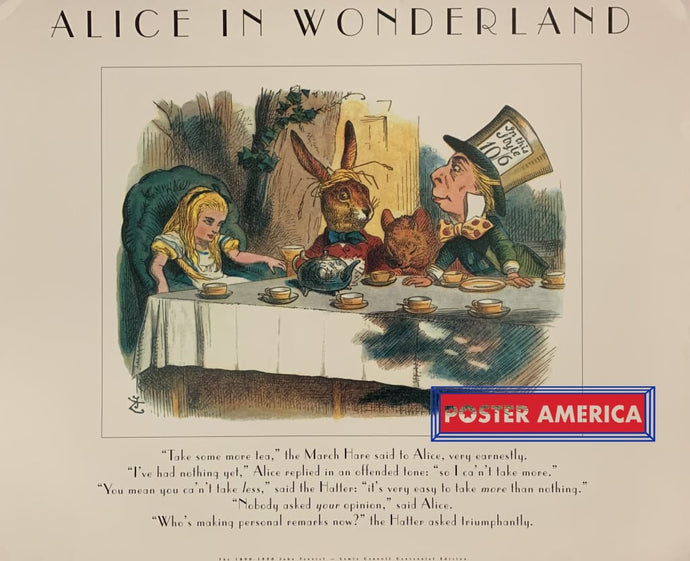 Alice In Wonderland Vintage 1990 Lithographic Print 24 X 30 Vintage Poster