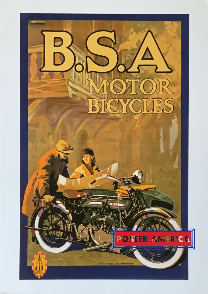 B.S.A　MOTOR　BICYCLES　ポスター　イギリス B.S.A Motor Bicycles Italian Import Enthusiast Art Poster 19.6 x