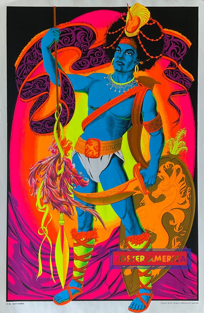 Black Warrior Rare 1970s Black Light Poster 23 x 35 – PosterAmerica