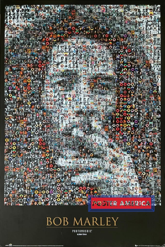 Bob Marley Photomosaic by Robert Silvers Vintage 1998 Poster 24 x