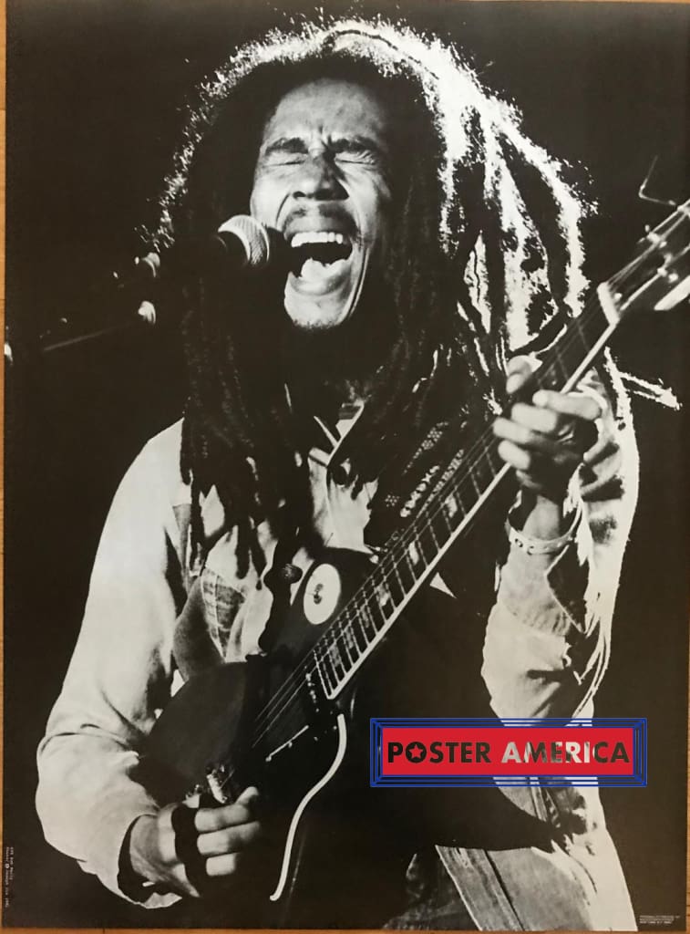 Bob Marley Playing on Stage Black & White Vintage Out of