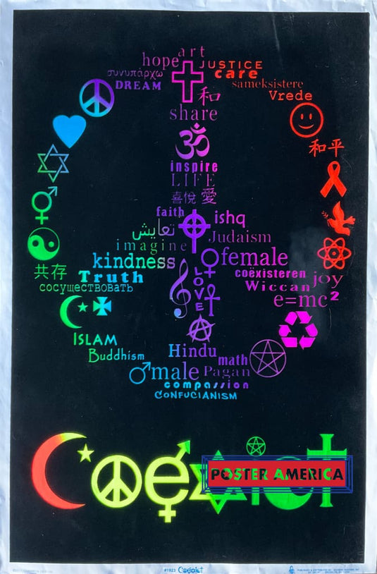 Coexist Peace Sign Black Light Poster 23 X 35