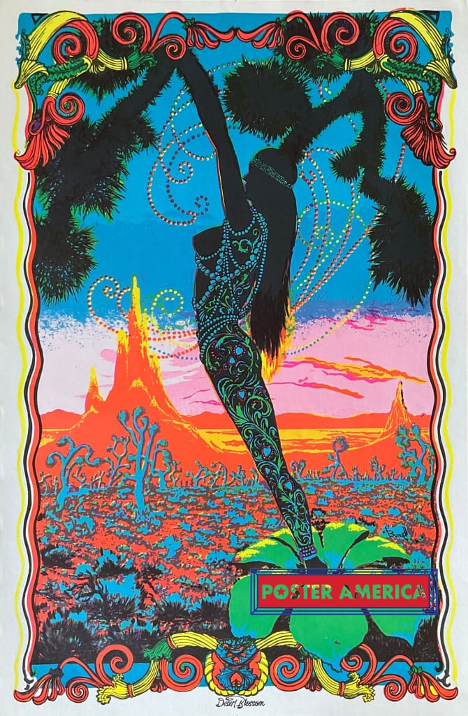 Desert Blossom Original Vintage 1970's Black Light Poster 23 x 35