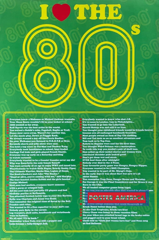 I Love The 80S Nostalgic Blurbs About Lifestyle Poster 24 X 36