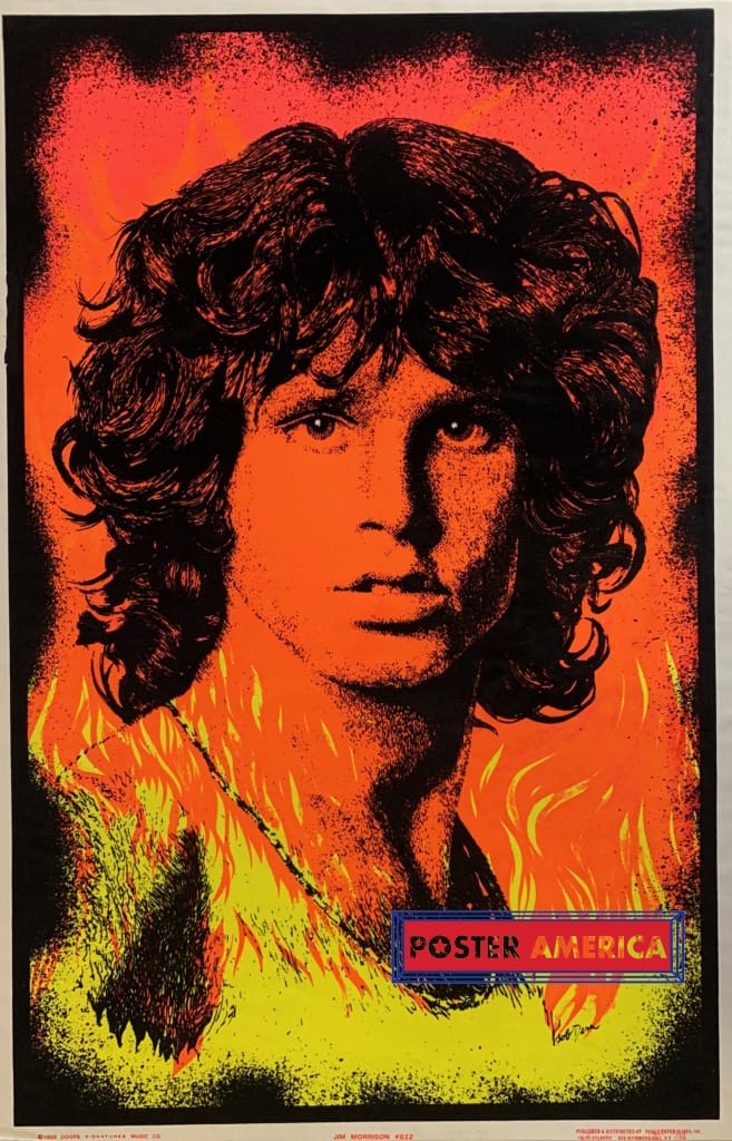 Jim Morrison Rare 1999 Vintage Blacklight Poster 22.5 x 34.5