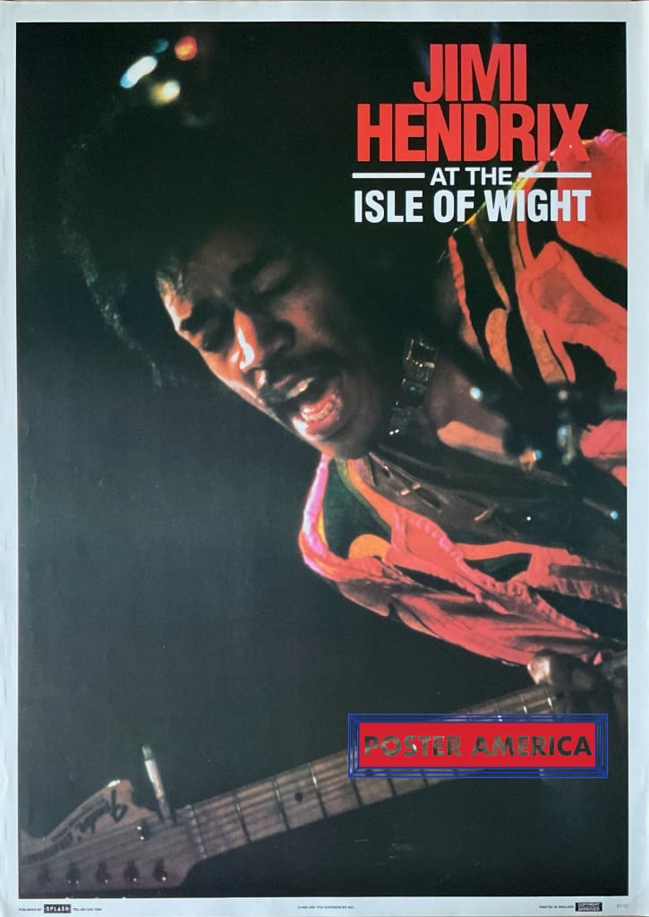 Jimi Hendrix At The Isle Of Wight Vintage 1990 Poster 25 X 35