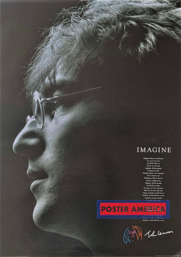 John Lennon Imagine With Lyrics Vintage 2003 Poster 24 x 34 John