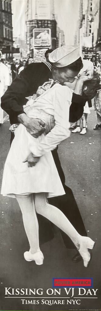 Load image into Gallery viewer, Kissing On Vj Day Times Square New York Historical Slim Print 12 X 36
