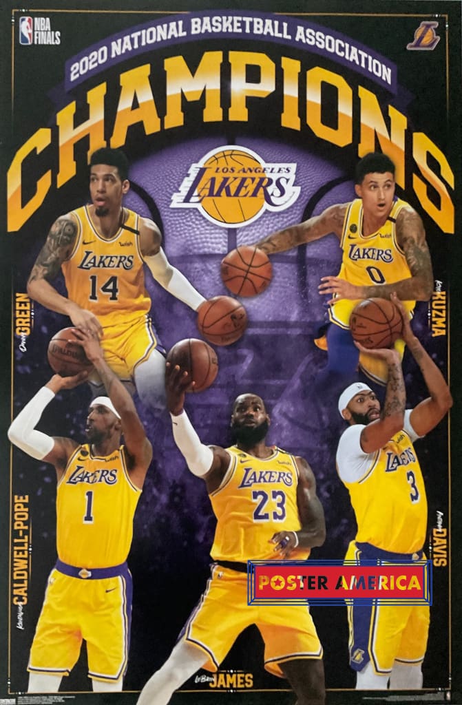 Lakers 2020 NBA Champions Poster 24 x 36 Lebron James Anthony