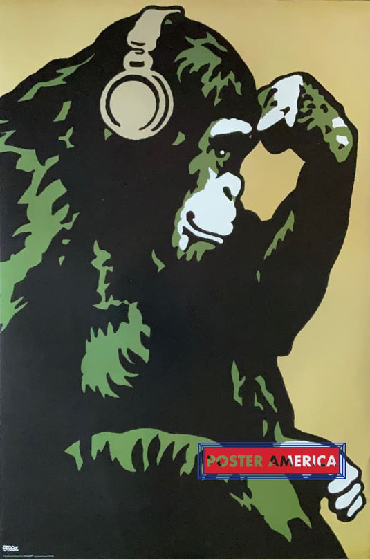 Monkey Headphones By Steez Poster 24 X 36