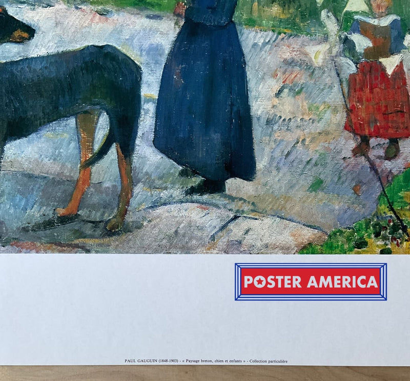 Load image into Gallery viewer, Paul Gauguin Paysage Breton Chien Et Enfants Vintage Italian Import Art Print 23.5 X 31.5 Fine
