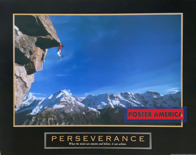 Perseverance Rock Climbing Inspirational Quote Vintage Poster 22 X 28 Vintage Poster