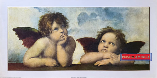 Raffaello Cherubs Sistine Madonna Detail Vintage Italian Import Art Print 19.5 X 39