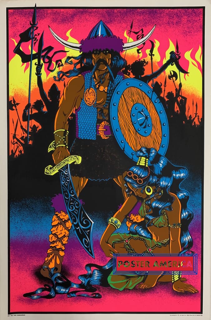 The Conqueror Original Vintage 1970s Black Light Poster 23 x 35