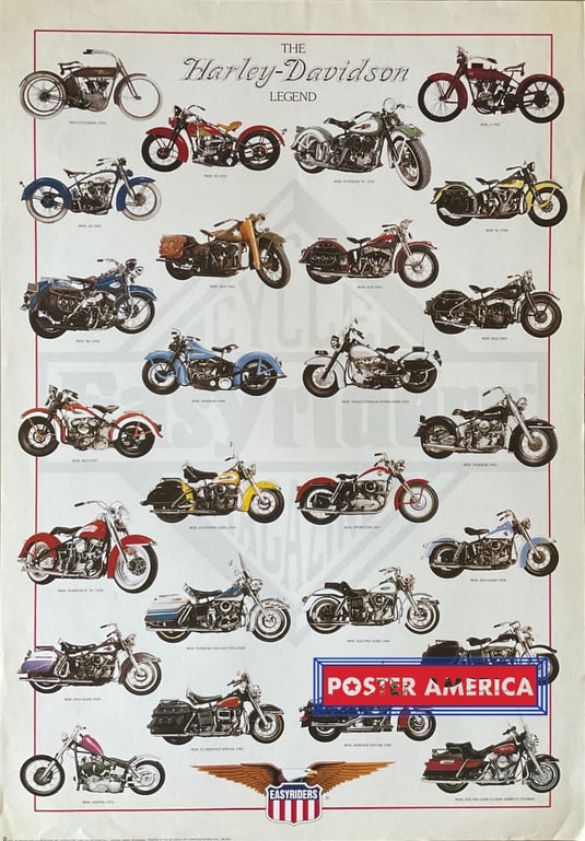 The Harley-Davidson Legend Models Vintage 1998 Poster 27 X 38 Vintage Poster