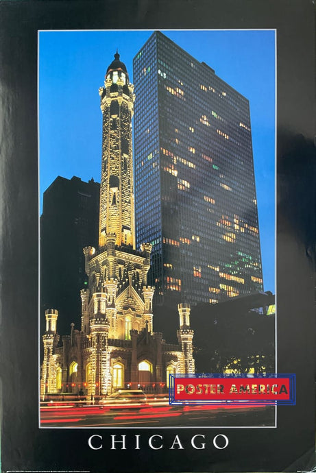 The Historic Chicago Water Tower Vintage 2000 Photography Poster 24 X 36