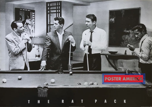 The Rat Pack Playing Pool Black & White Vintage Poster 24 X 34 Posters Prints Visual Artwork