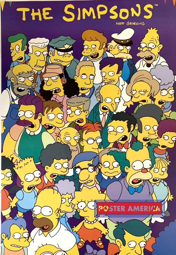 The Simpsons by Matt Groening Full Cast Shot 1996 Vintage Poster 24 x –  PosterAmerica