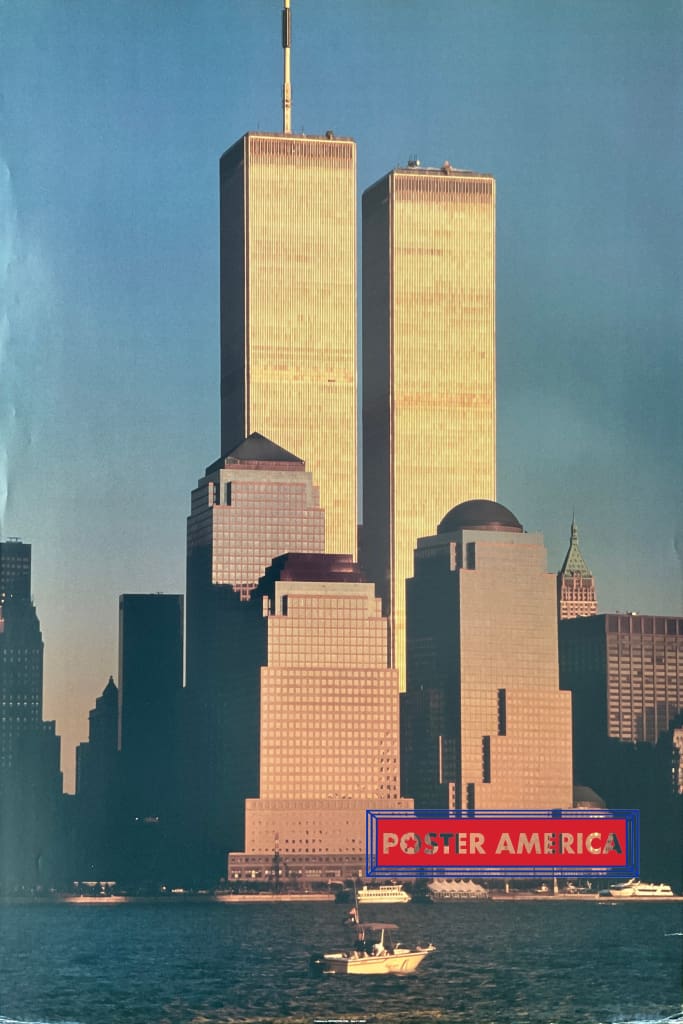 Twin Towers Manhattan New York Vintage Scenic Poster 24 x 36