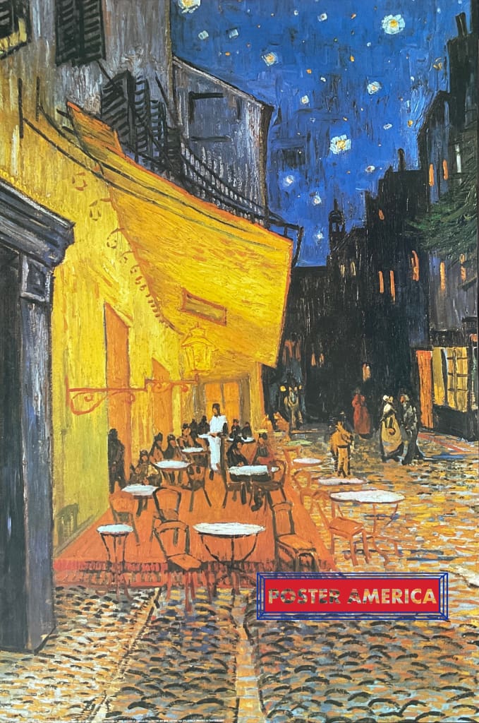 Vincent Van Gogh Cafe Terrace at Night Vintage 1993 24 x 36