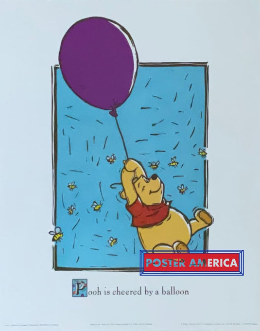Winnie The Pooh Is Cheered By A Balloon Walt Disney Art Print 16 X 20