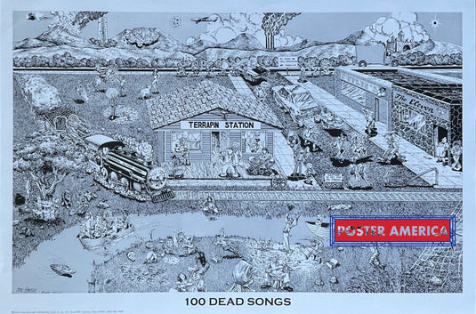 100 Dead Songs Grateful Art Poster 24 X 36