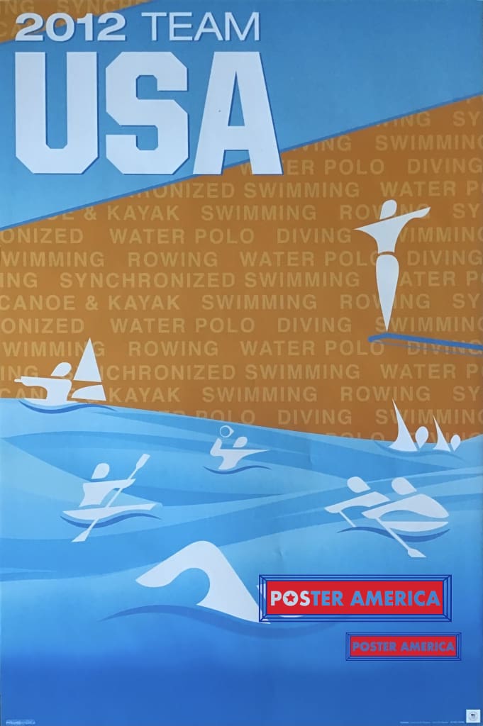 Load image into Gallery viewer, 2012 London Olympics Team Usa Aquatic Poster 24 X 36 Excellent; Light Wrinkles On Corners. Posters

