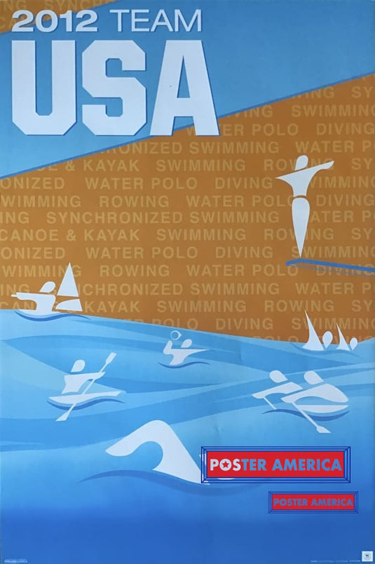 2012 London Olympics Team Usa Aquatic Poster 24 X 36 Excellent; Light Wrinkles On Corners. Posters