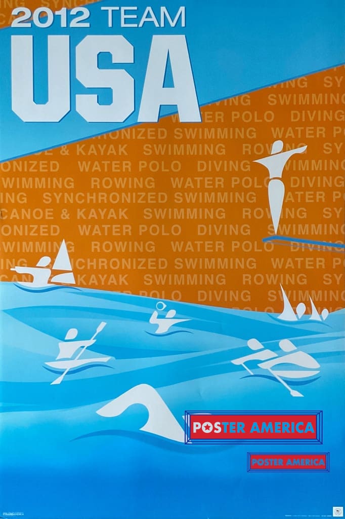 Load image into Gallery viewer, 2012 London Olympics Team Usa Aquatic Poster 24 X 36 Excellent; Small Tear And Surface Wear. Posters
