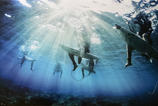 Surfers Underwater Ocean Shot Poster 24 x 36