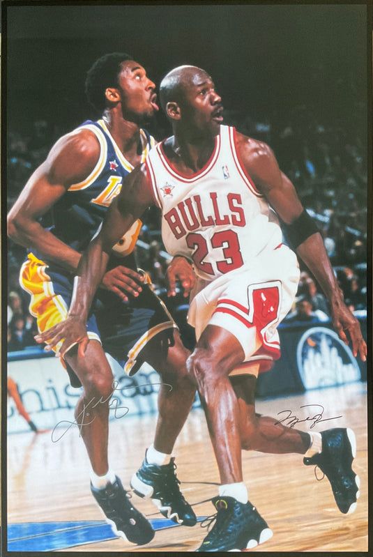 Jordan and Kobe One on One Printed Signature Poster 24 x 36