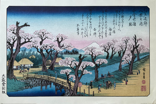 Hiroshige Mount Fuji Koganei Bridge Art Poster 24 x 36