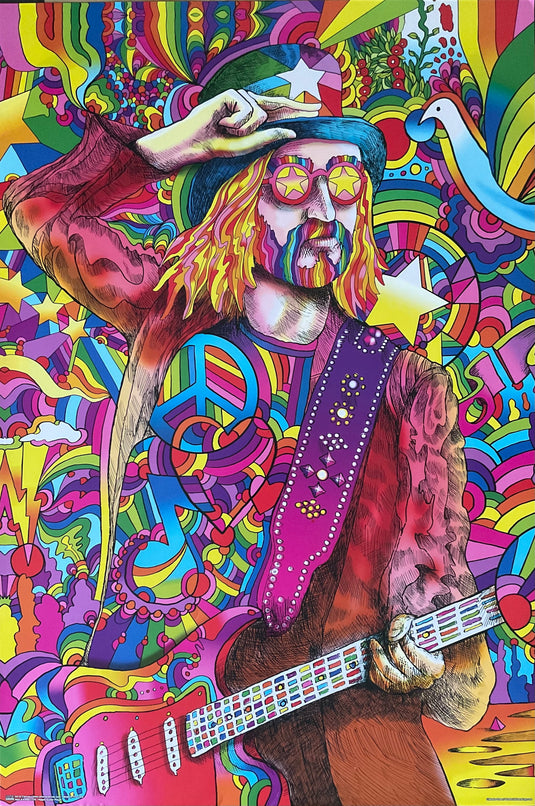 Hippie Guitar Player by Howie Green Art Poster 24 x 36