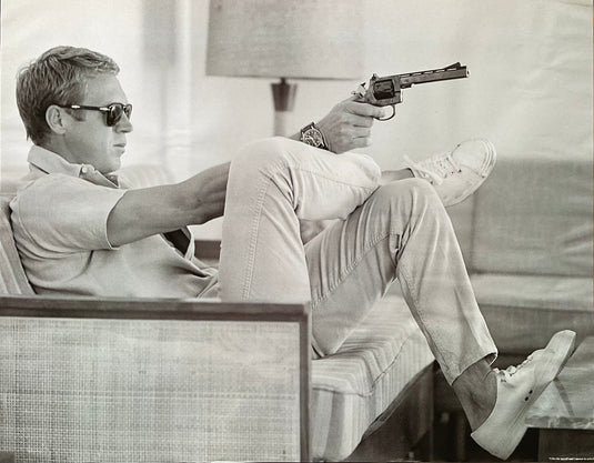 Steve McQueen With Revolver Famous Shot Print 24 x 30.5