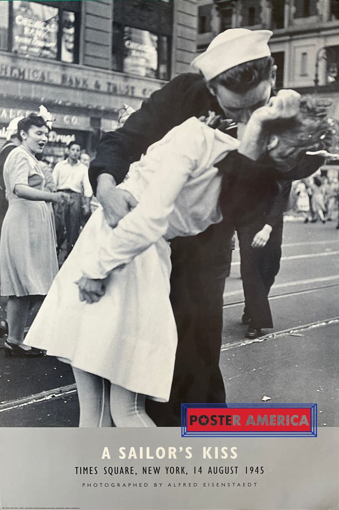 Load image into Gallery viewer, A Sailors Kiss Vintage 2004 Black &amp; White Photography Swiss Import Poster 24 X 36
