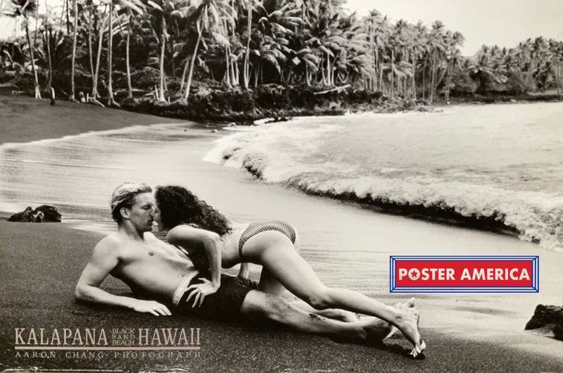 Load image into Gallery viewer, Aaron Chang Kalapana Black Sand Beach Hawaii Vintage 1990 Print 24 X 36 Vintage Poster
