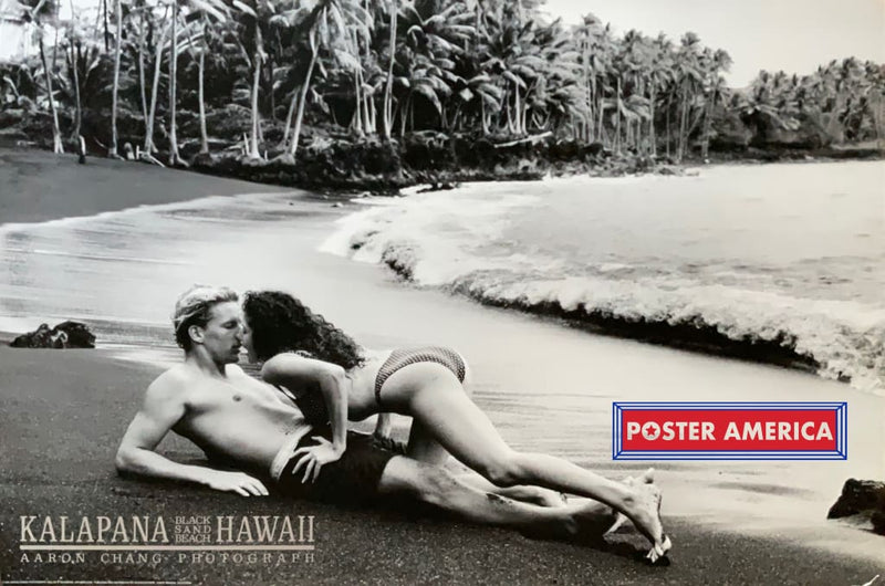 Load image into Gallery viewer, Aaron Chang Kalapana Black Sand Beach Hawaii Vintage 1990 Print 24 X 36 Vintage Poster
