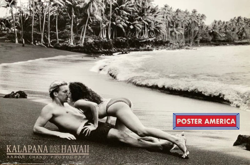 Load image into Gallery viewer, Aaron Chang Kalapana Black Sand Beach Hawaii Vintage 1990 Print 24 X 36 Vintage Poster
