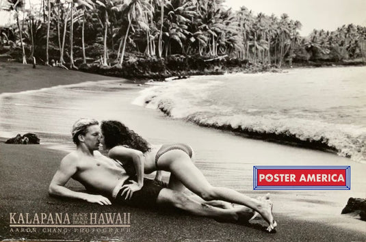 Aaron Chang Kalapana Black Sand Beach Hawaii Vintage 1990 Print 24 X 36 Vintage Poster