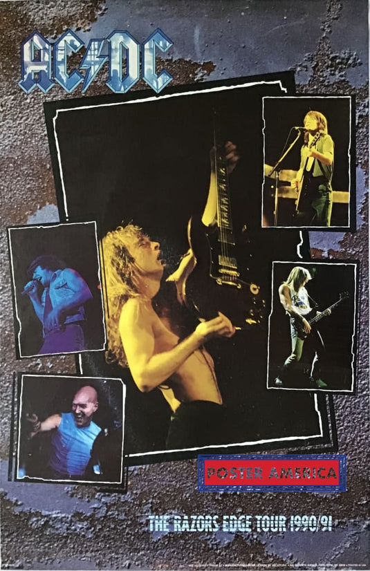 Ac/dc The Razors Edge Tour 1990/1991 Band Members On Stage Poster