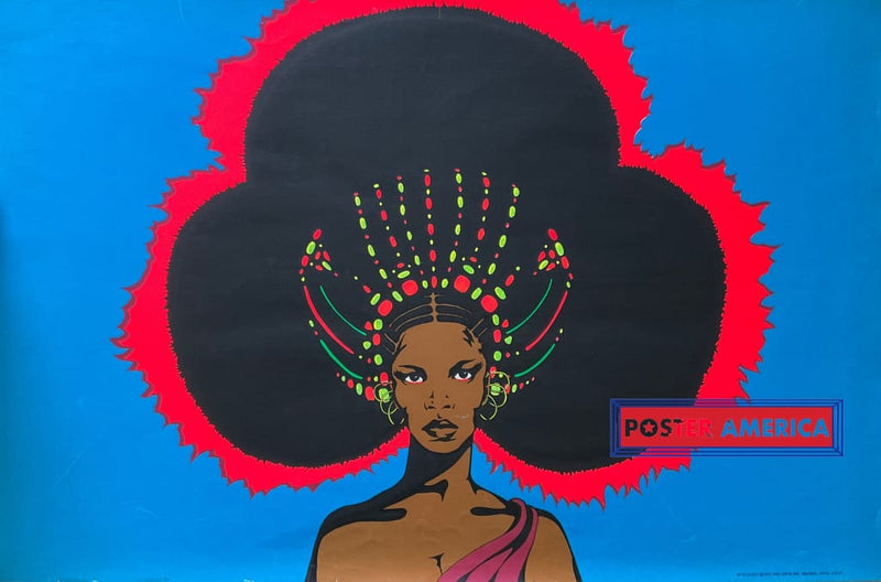 Load image into Gallery viewer, Afro Queen Original Vintage 1971 Black Light Poster 28 X 42 Posters Prints &amp; Visual Artwork
