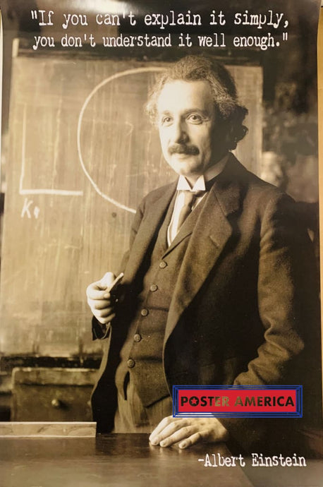 Albert Einstein If You Cant Explain It Simply Quote Sepia Poster 24 X 36