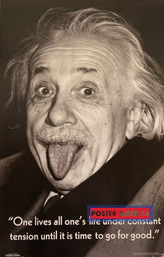 Albert Einstein Tongue Out Quote Poster 22 X 34