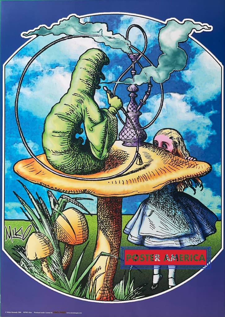 Load image into Gallery viewer, Alice In Wonderland And Absolem The Blue Caterpillar Vintage Novelty Poster 23.5 X 33
