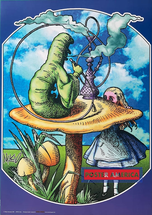 Alice In Wonderland And Absolem The Blue Caterpillar Vintage Novelty Poster 23.5 X 33