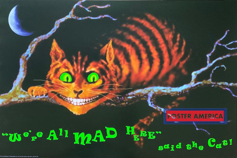 Load image into Gallery viewer, Alice In Wonderland Cheshire Cat Were All Mad Here Poster 24 X 36
