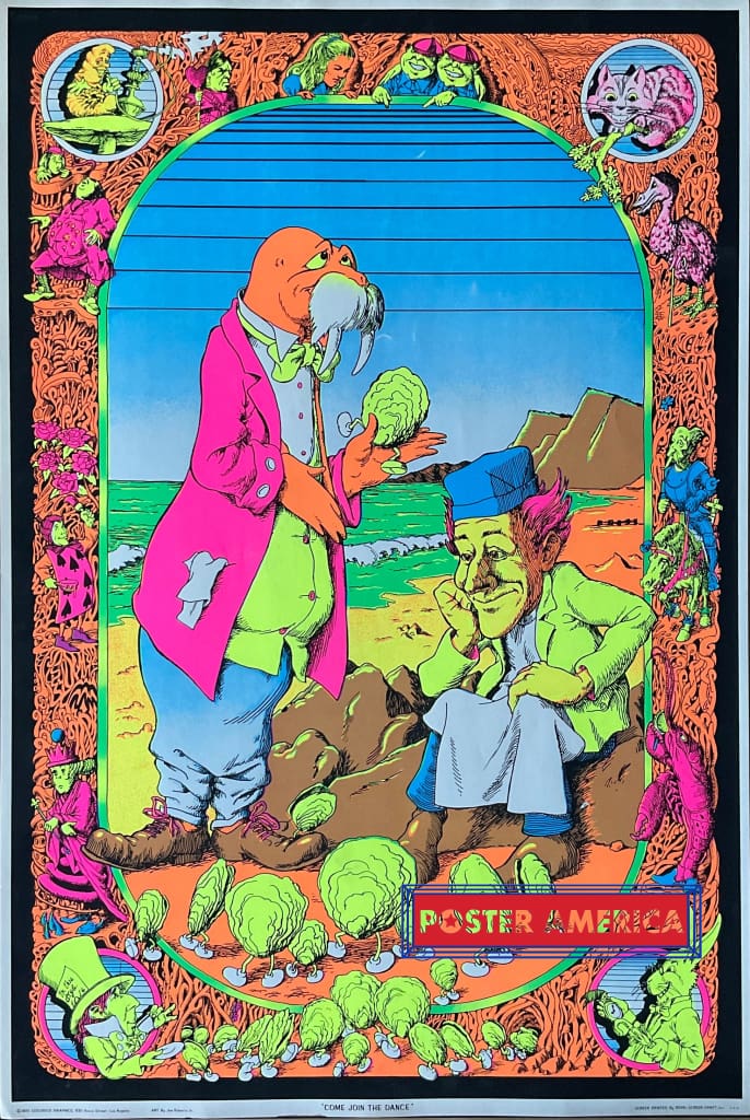 Load image into Gallery viewer, Alice In Wonderland Come Join The Dance Original 1970 Black Light Poster 23 X 35
