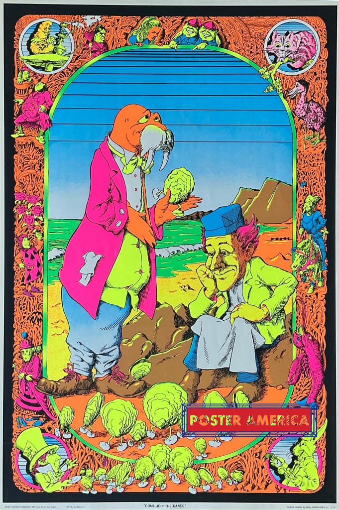 Load image into Gallery viewer, Alice In Wonderland Come Join The Dance Original 1970 Black Light Poster 23 X 35 Posters Prints &amp;
